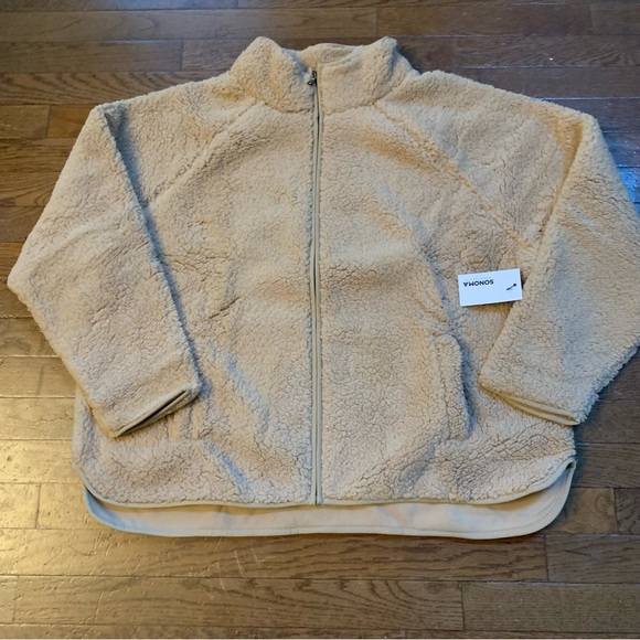 Womens Sonoma Goods for Life Sherpa Teddy Jacket | XL | Tan  NEW!! - Picture 2 of 12